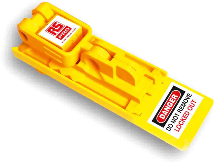 RS PRO Yellow 1-Lock ABS Fuse Lockout, 7.5mm Shackle, 7.5mm Attachment