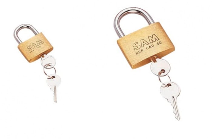 SAM Key Brass Padlock, 5.5mm Shackle