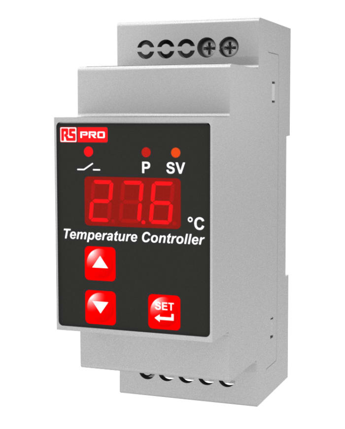 RS PRO DIN Rail On Off Temperature Controller 86 x 35mm 1 Input 1 Output Relay 24 V Supply Voltage ON OFF