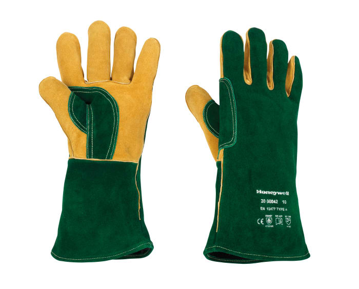 Honeywell Green Leather Gloves, Size 8