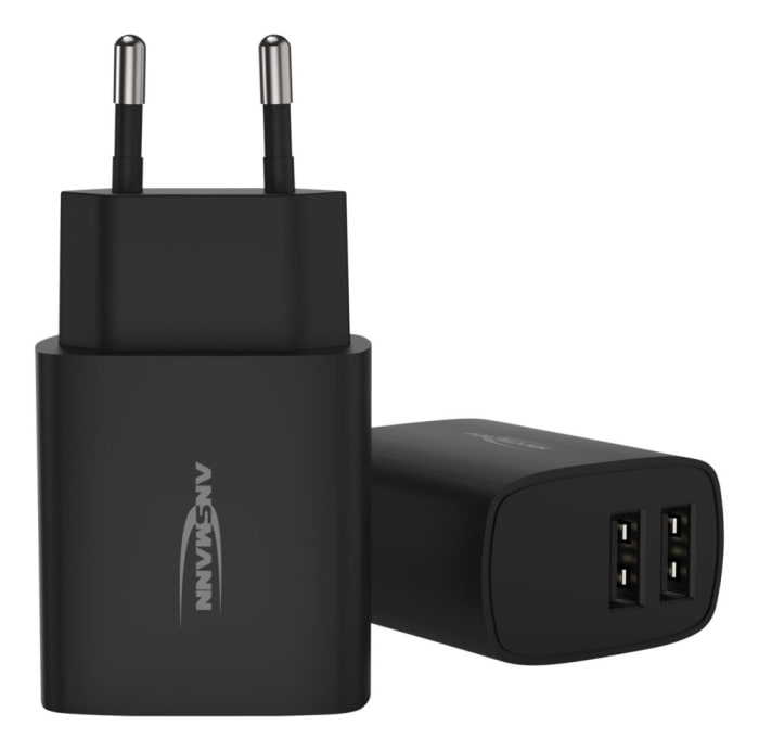 Adaptador AC/DC Ansmann 100 → 240V, 5V dc, 2 salidas, Adaptador ac/dc, 2.4A, 12W, Europa Regulable