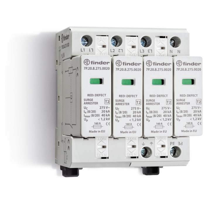 Finder 3 Phase Surge Protector, 40kA, 0.9kV