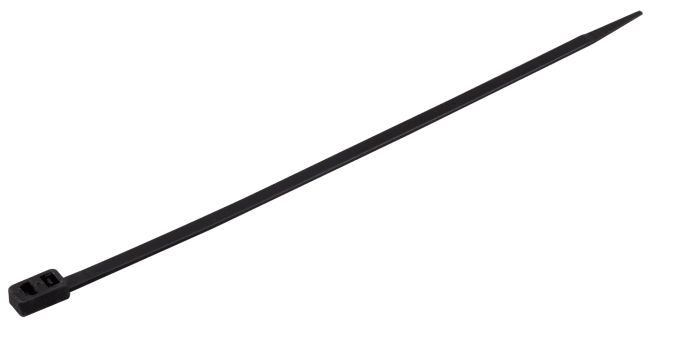 RS PRO Cable Tie, 370mm x 4.8 mm, Black Nylon, Pk-100