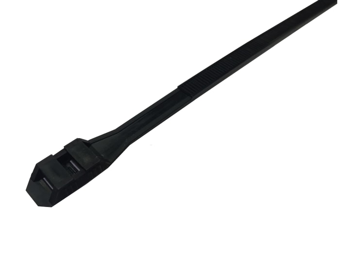 RS PRO Cable Tie, Non-Releasable, 265 mm x 9mm, Black Nylon 12