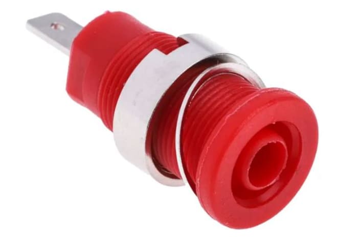 RS PRO Red Female Banana Socket, 4 mm Connector, Tab Termination, 24A, 1000V, Nickel, Tin Plating