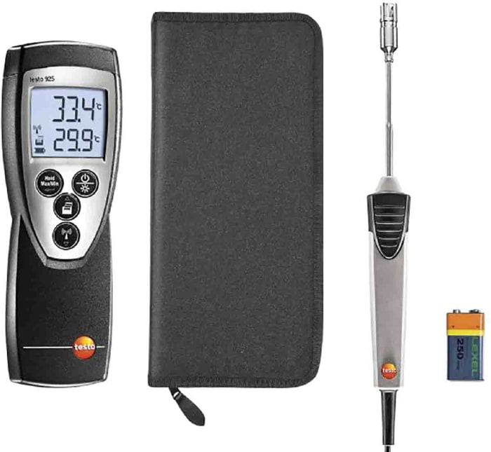 Testo 925 Automotive Digital Thermometer for Automotive, HVAC, Semiconductor Use, Optical detection/ Vane Probe, 1