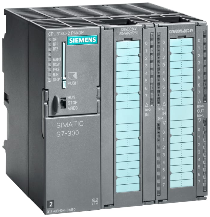 Siemens S7-300 Series PLC CPU for Use with SIMATIC S7-300 Series, 24 (Digital Input 4 Analogue Input)-Input, Analog,