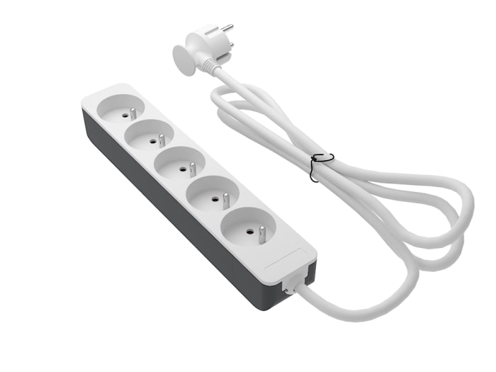 RS PRO 1.5m 5 Socket Type E - French Trailing Socket, 250 V, IP20