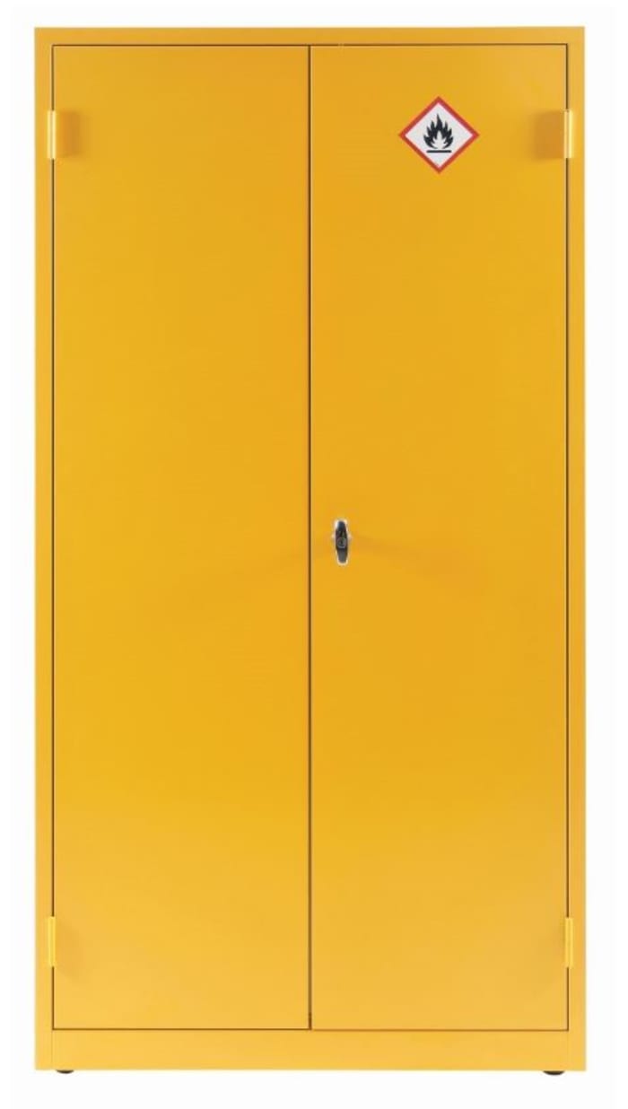 RS PRO Yellow Lockable 2 Door Hazardous Substance Cabinet, 1829mm x 915mm x 457mm