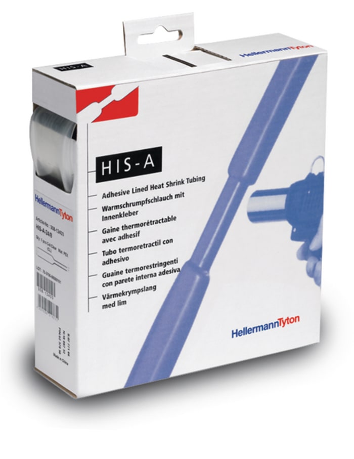 HellermannTyton Adhesive Lined Heat Shrink Tubing, Clear 18mm Sleeve Dia. x 4m Length 3:1 Ratio, HIS-A Series