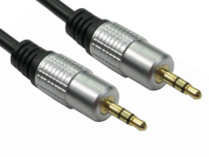 RS PRO Male 3.5mm Stereo Jack to Male 3.5mm Stereo Jack Aux Cable, Black, 5m