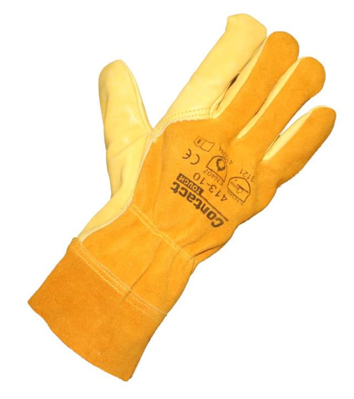 Liscombe Yellow Leather Work Gloves, Size 10, Leather Coating