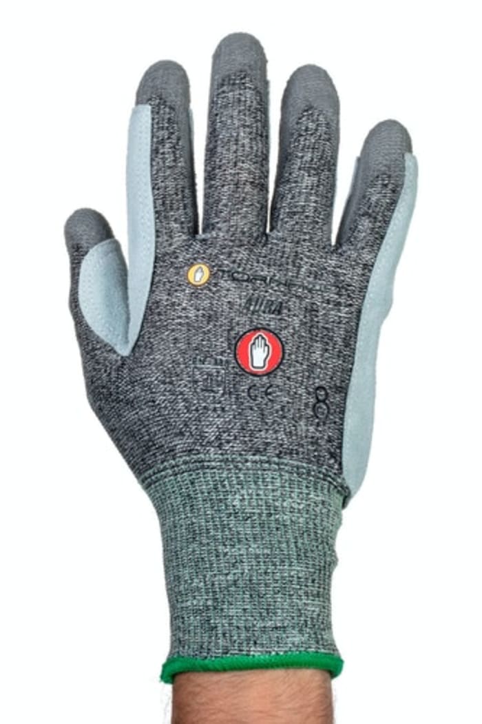 Tornado Aura Grey Yarn Cut Resistant Cut Resistant Gloves, Size 10, Polyurethane Coating