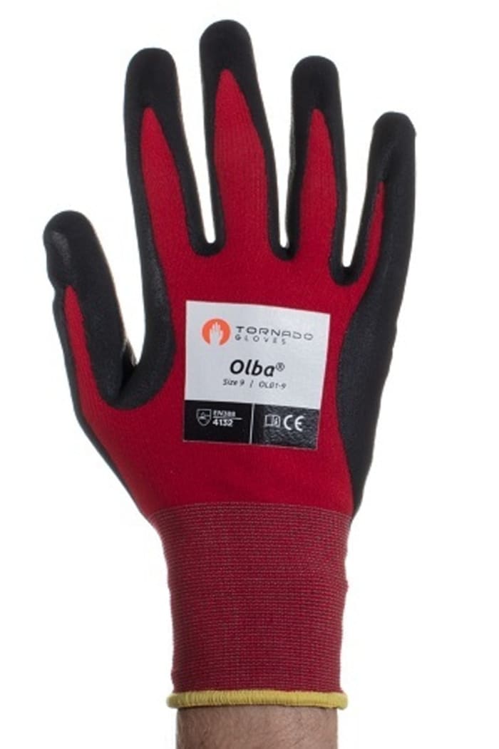 Gants de manutention Olba Tornado Nylon, en Nylon Polymère, Rouge, Taille 7 Oui Oui Oui