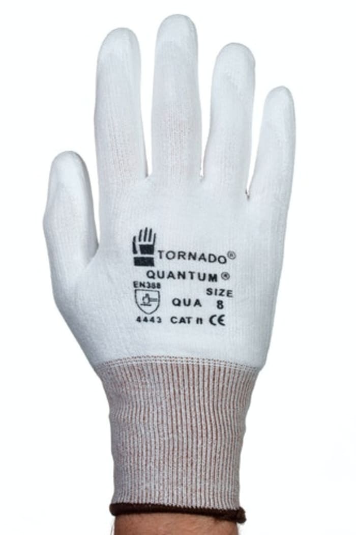 Gants de manutention Tornado Quantum, Taille 9, Résistant à l'abrasion, 12 Paires, Blanc