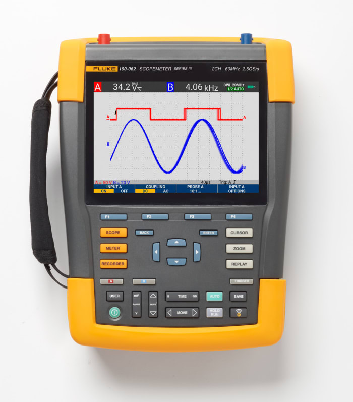 Fluke 190-062-III ScopeMeter III Series, 60MHz Portable Oscilloscope, 2 Analogue Channels