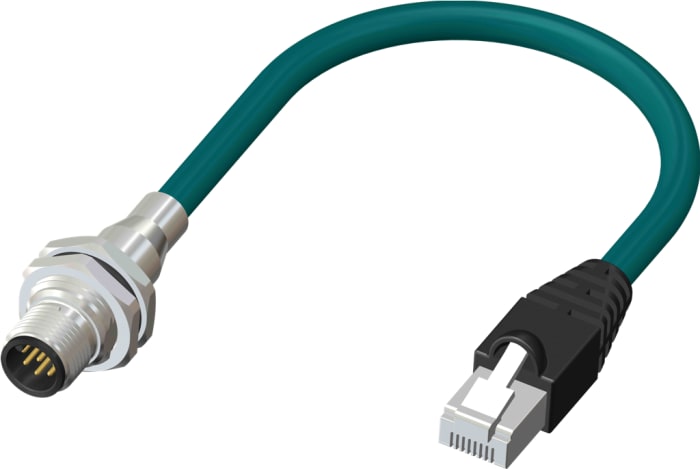 RS PRO | RS PRO, 1 m Cat6 Ethernet Cable M12 to Male RJ45 Male ...
