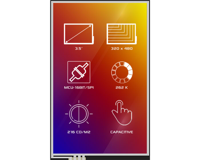 4D Systems 4DLCD-35480320-CTP-IPS TFT TFT LCD Display / Touch Screen, 3.5in, 320 x 480pixels