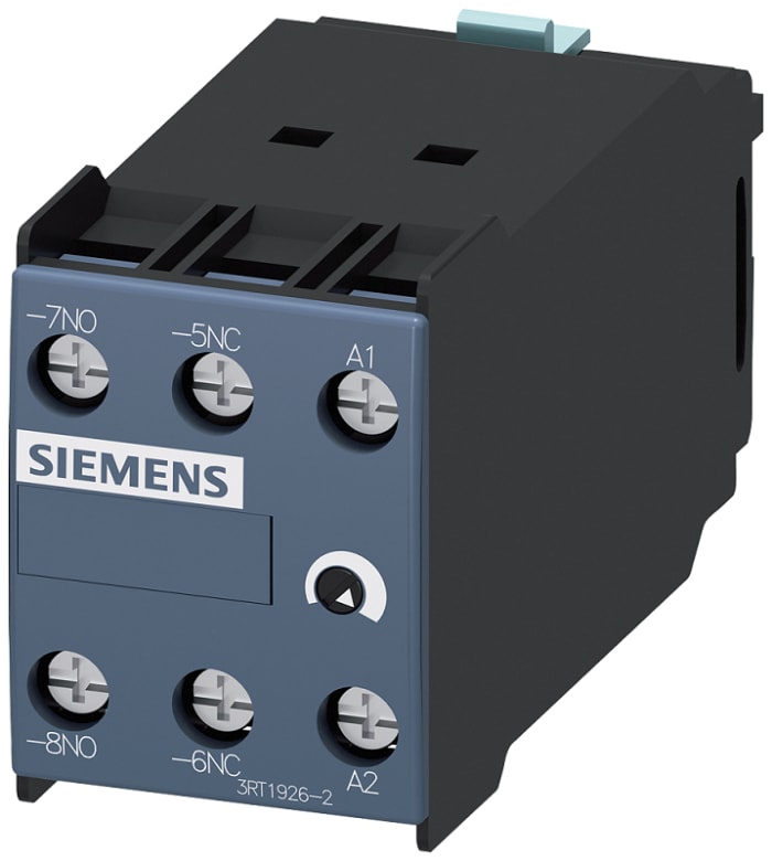 Siemens Auxiliary Switch Block, 2 Contact, 1NC, 1NO, Clip-On, SIRIUS 3RT1