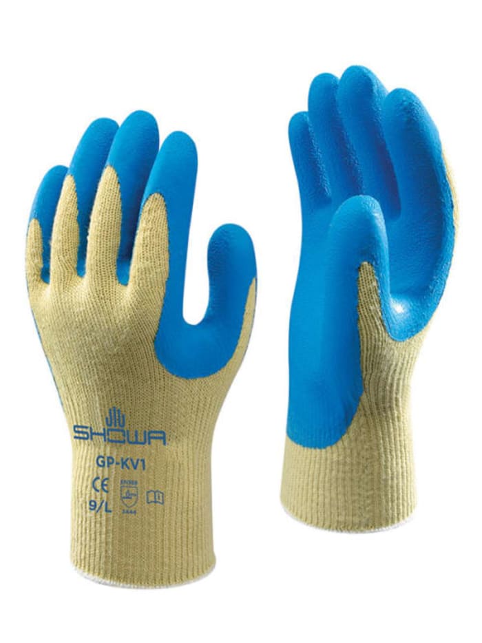 SHO320 Showa | Showa GP-KV1 Blue, Yellow Kevlar Glove, Size 9