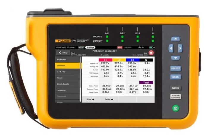 Fluke 1773 Power Quality Analyser, 3-Phase, 6000A Max, 1000V dc Max