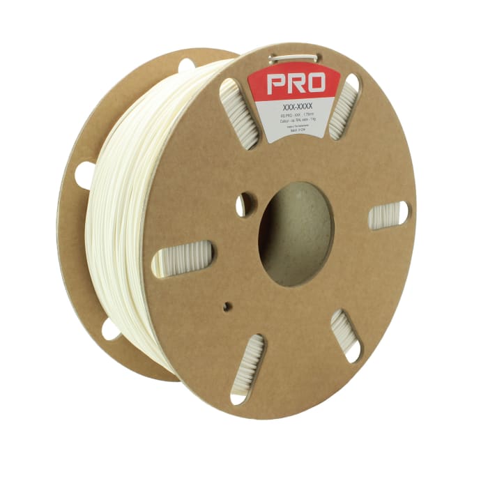Filament pour imprimante 3D RS PRO, PET, Ø 1.75mm, Blanc, 1kg, FDM