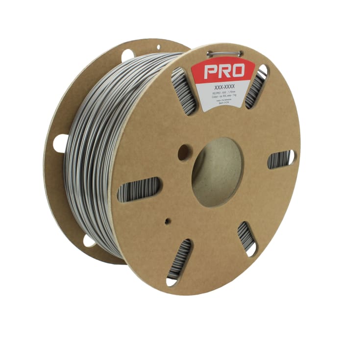 Filament pour imprimante 3D RS PRO, PLA recyclé, Ø 1.75mm, Argent, 1kg, FDM
