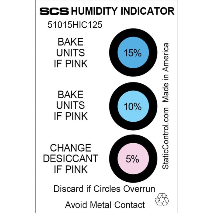 51015HIC125 SCS | SCS Blue, Black Paper Safety Label Humidity Indicator ...