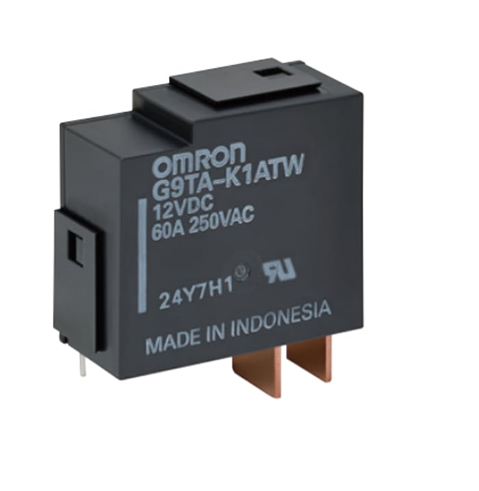 G9TAU1AP DC12 Omron Omron PCB Mount Power Relay, 12V dc Coil, 60A