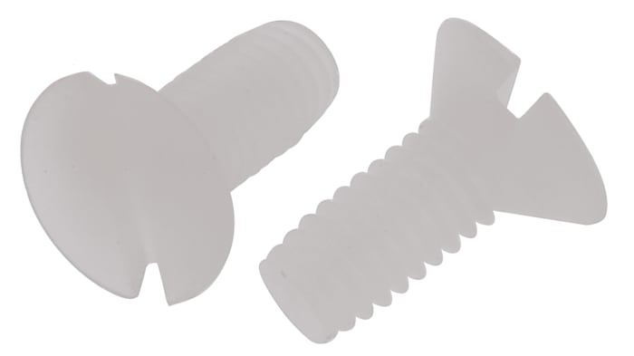 RS PRO Slot M2.5 Countersunk Nylon Machine Screws DIN 963 x 6.0mm