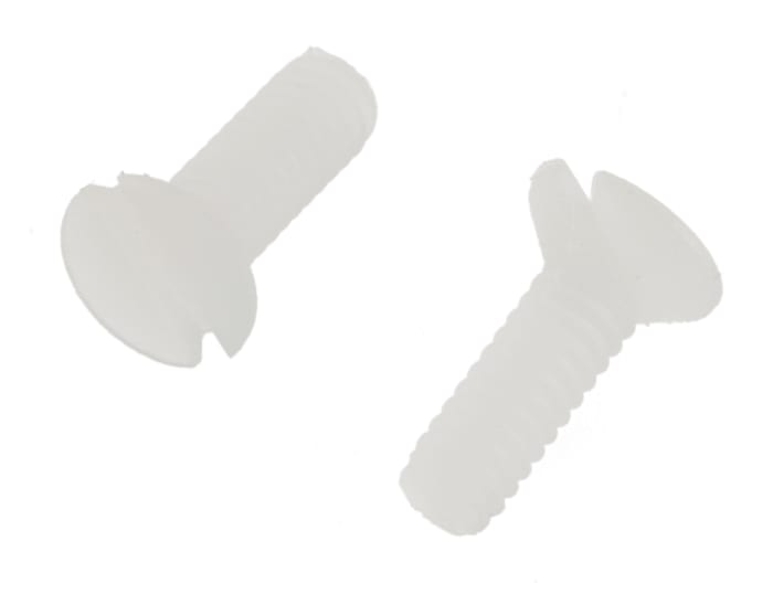 RS PRO Slot M2 Countersunk Nylon Machine Screws DIN 963 x 6.0mm