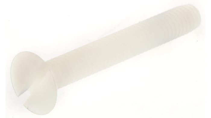 RS PRO Slot M3.5 Countersunk Nylon Machine Screw DIN 963 x 25.0mm