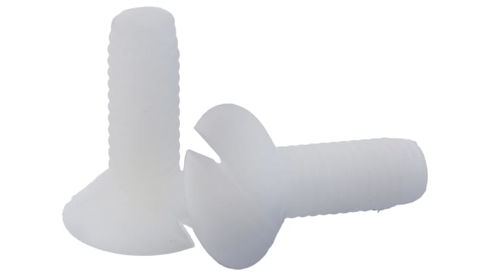 RS PRO Slot M4 Countersunk Nylon Machine Screws DIN 963 x 12.0mm