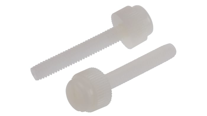 Ruční šroub, Půlkulová vroubkovaná, velikost závitu: M4, délka závitu: 25mm, Nylon, Prostý