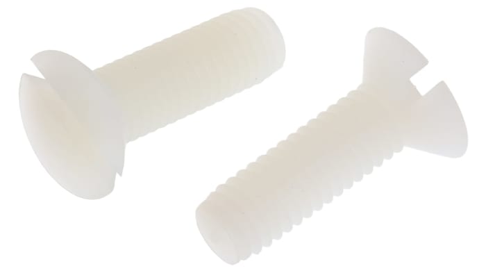 RS PRO Slot M5 Countersunk Nylon Machine Screws DIN 963 x 16.0mm