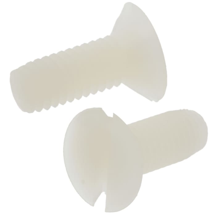 RS PRO Slot M6 Countersunk Nylon Machine Screws DIN 963 x 16.0mm