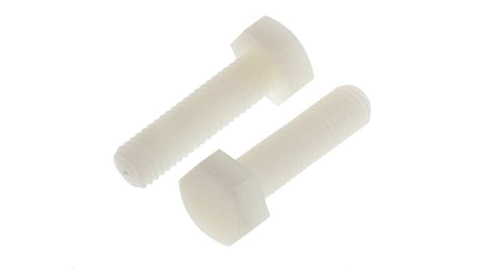 RS PRO Plain Nylon, Hex Bolt, M8 x 30.0mm