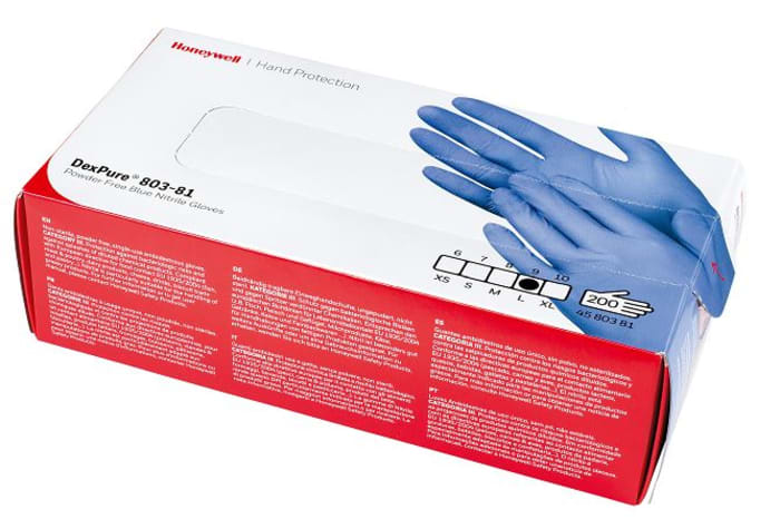 Guantes desechables Honeywell sin polvo de Nitrilo Azul, talla L, caja de 200 unidades