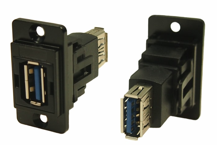 RS PRO | RS PRO Straight, Panel Female/Female- 2 Port Type USB Type A ...