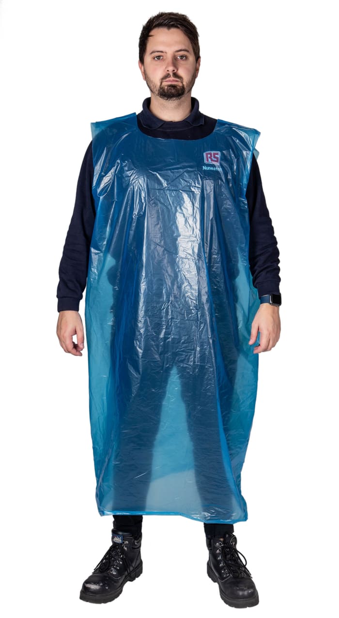 Reldeen Blue Polythene Liquid Resistant Disposable Apron