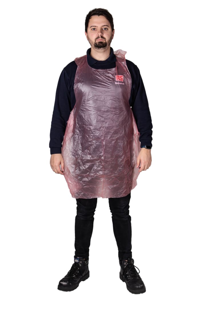 Reldeen Red Polythene Liquid Resistant Disposable Apron