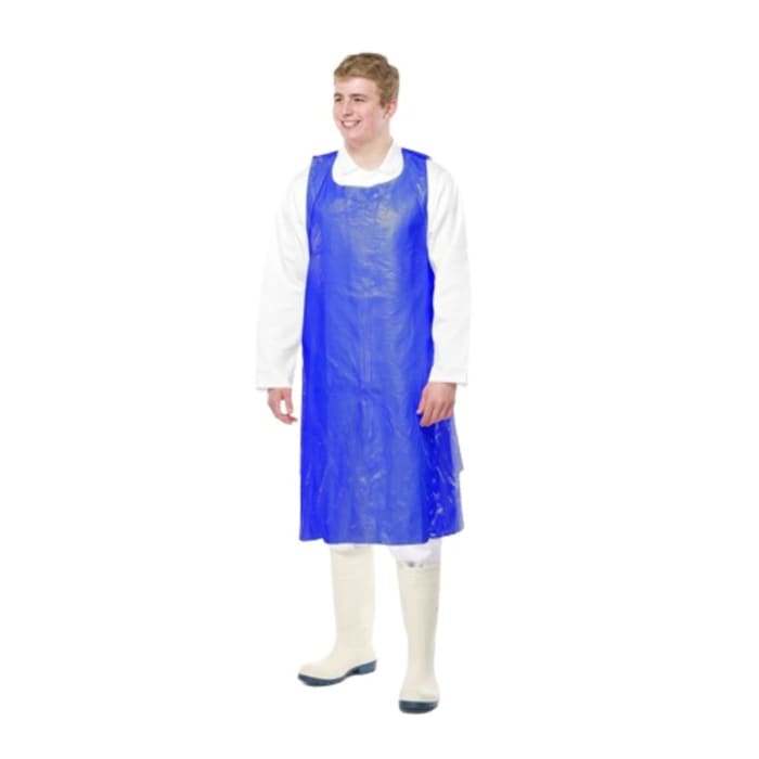 Reldeen Blue Polythene Liquid Resistant Disposable Apron