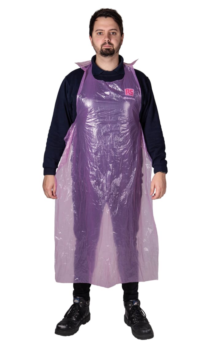 Reldeen Pink Polythene Liquid Resistant Disposable Apron
