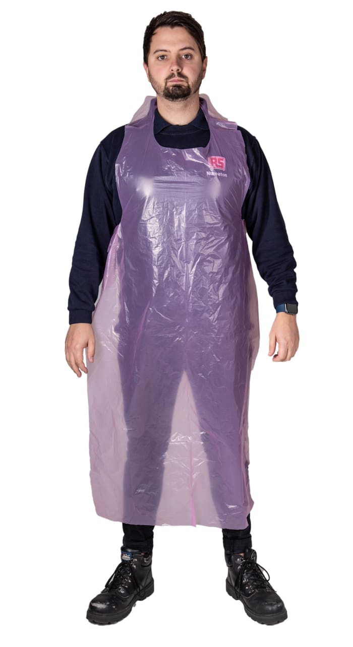 Reldeen Pink Polythene Liquid Resistant Disposable Apron