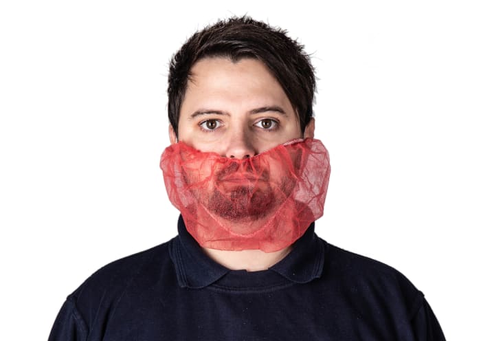 Reldeen Red Disposable Beard Mask for Food Industry Use, One-Size, Beard Mask Type, Non-Metal Detectable