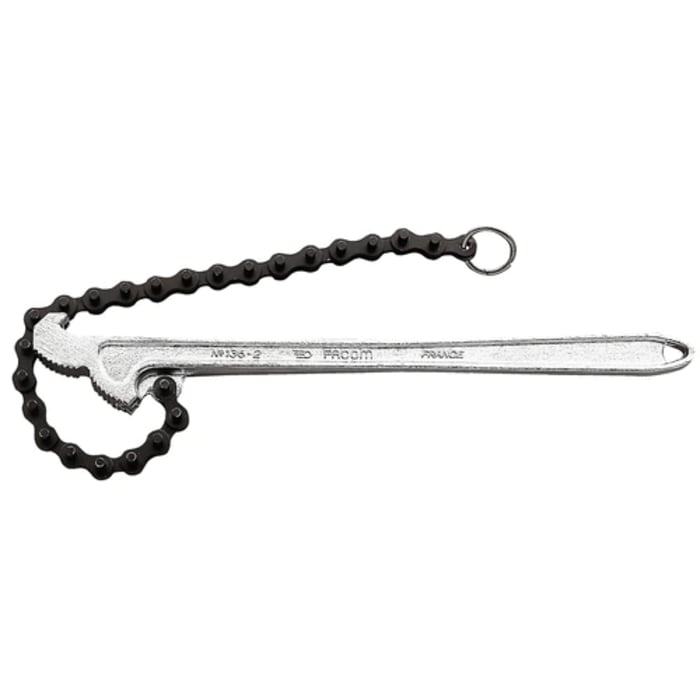 Facom Chain Wrench, 360 mm Overall, 60 - 114mm Jaw Capacity, Metal Handle