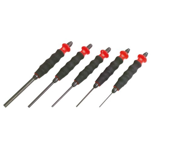 Facom 5-Piece Punch Set, Centre Punch, 3 mm, 4 mm, 5 mm, 6 mm, 8 mm Shank