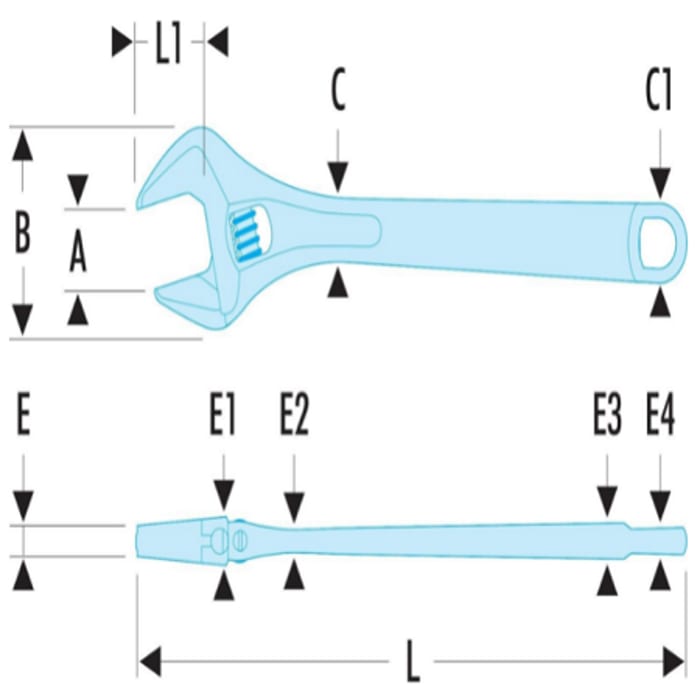 101.15 Adjustable Spanner, 375 mm Overall, 50mm Jaw