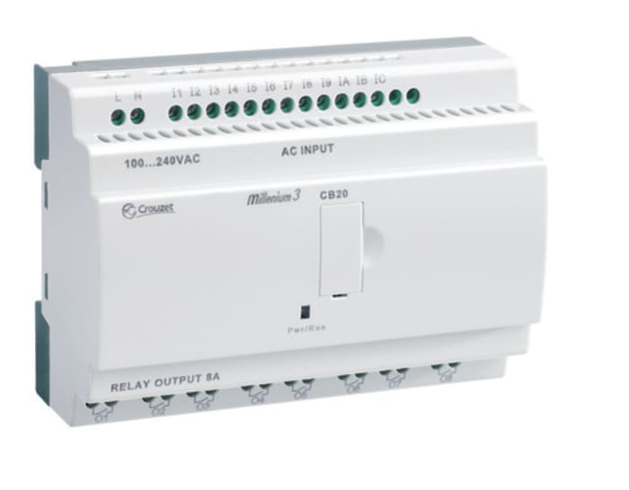 Crouzet Millenium 3 Series Logic Controller, Relay Output, 12-Input, Analog, Digital Input