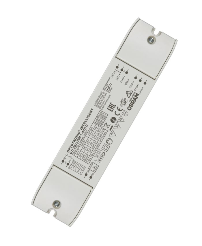 OTI-DALI-DIM-1-4CH-D Osram LED Dimmer, 12 → Output, 240W Output, Constant Current 236-8686 | RS Components